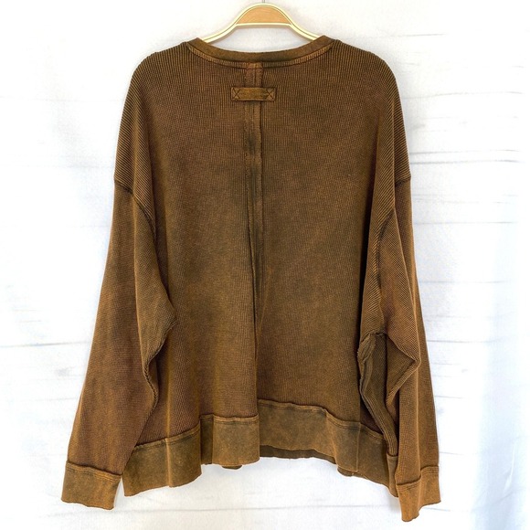 Arizona Jean Co. Thermal Waffle Knit Sweater Women S Brown Grunge Slouchy Boho - Picture 2 of 10